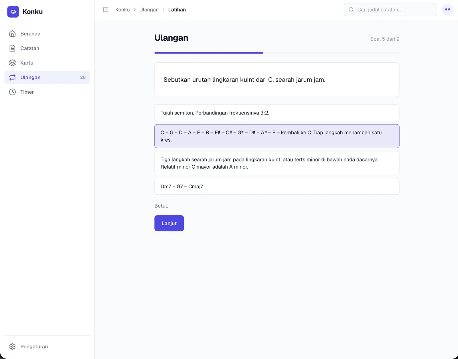 Practice question — answered freely, then checked before moving on