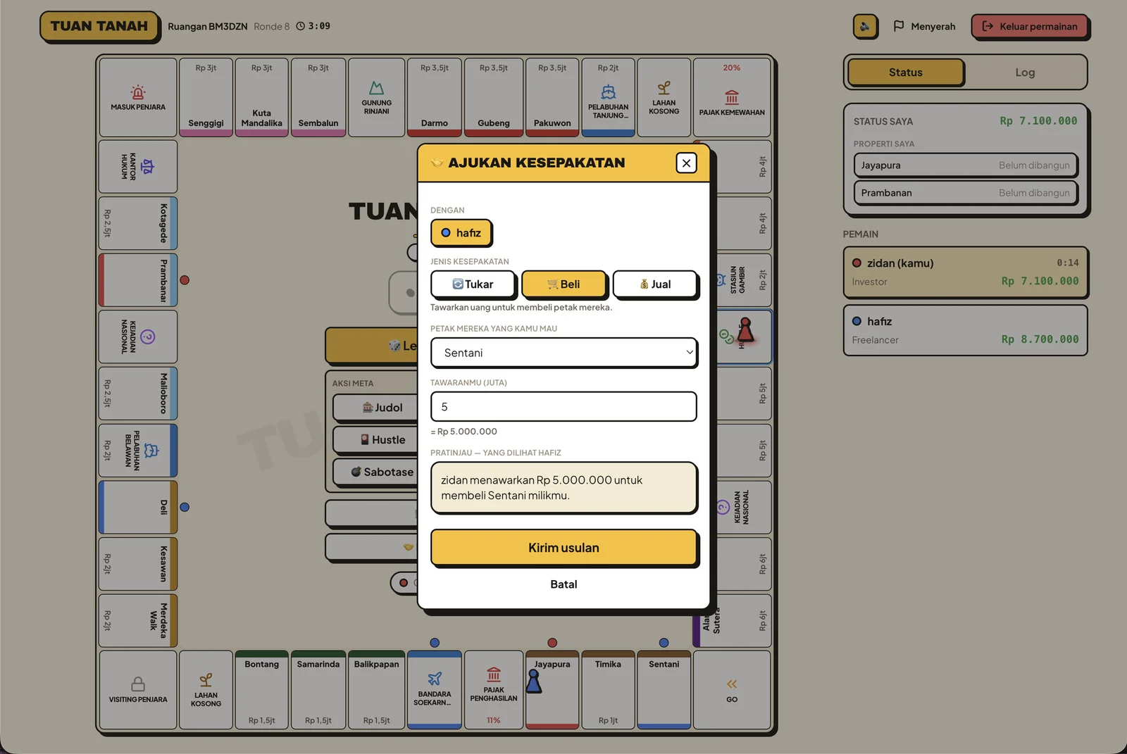 Negotiation — a structured deal proposal between two players