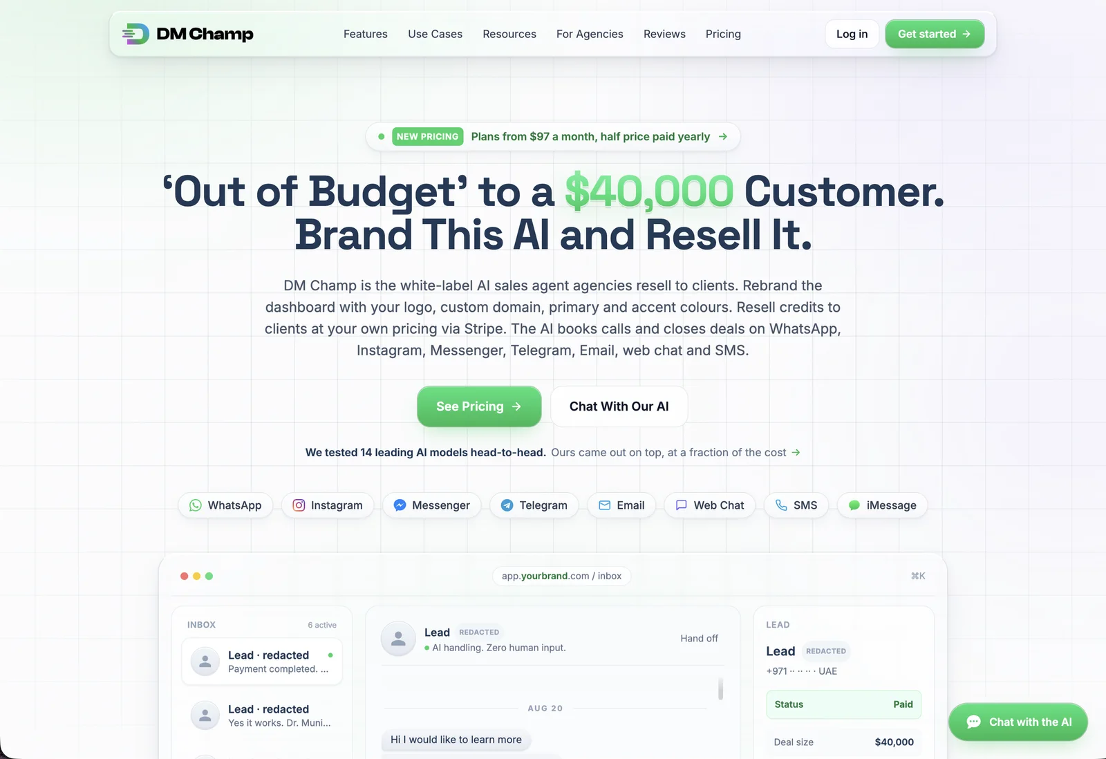 Public product site — the white-label positioning agencies resell under their own brand